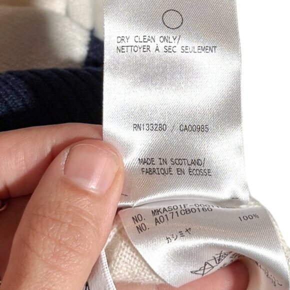 Thom Browne Ivory Colourblock Red Navy Cashmere Crewneck Sweater - Picture 9 of 9